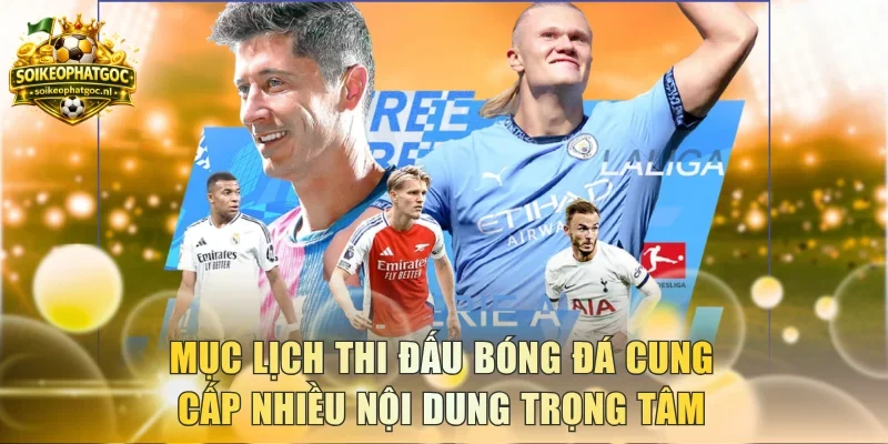 Mục lịch thi đấu bóng đá cung cấp nhiều nội dung trọng tâm